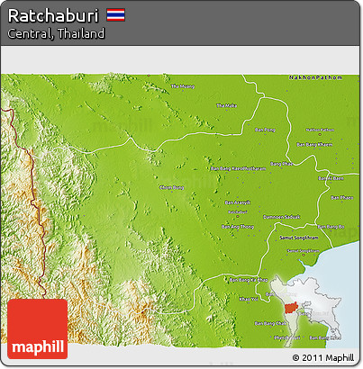 Physical 3D Map of Ratchaburi