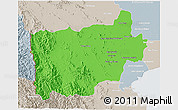 Political 3D Map of Ratchaburi, lighten, semi-desaturated