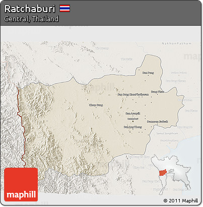 Shaded Relief 3D Map of Ratchaburi, lighten