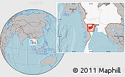 Gray Location Map of Ratchaburi, highlighted country, hill shading