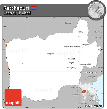 Gray Simple Map of Ratchaburi