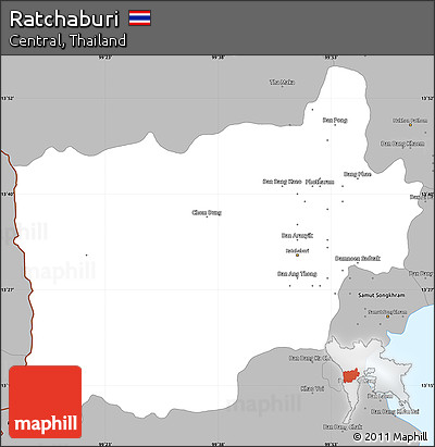Gray Simple Map of Ratchaburi