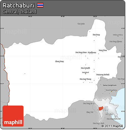 Gray Simple Map of Ratchaburi