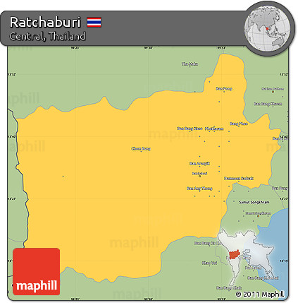 Savanna Style Simple Map of Ratchaburi