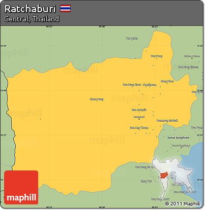 Savanna Style Simple Map of Ratchaburi