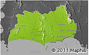 Physical 3D Map of Rayong, darken, desaturated