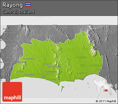 Physical 3D Map of Rayong, desaturated