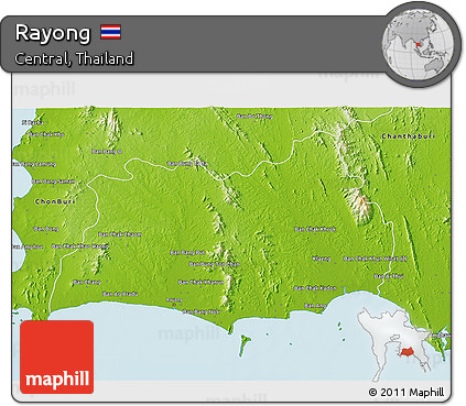 Physical 3D Map of Rayong