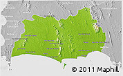 Physical 3D Map of Rayong, lighten, desaturated
