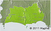 Physical 3D Map of Rayong, semi-desaturated