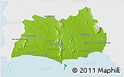 Physical 3D Map of Rayong, single color outside