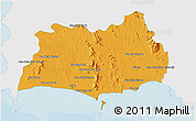 Political 3D Map of Rayong, single color outside