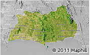 Satellite 3D Map of Rayong, lighten, desaturated