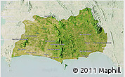 Satellite 3D Map of Rayong, lighten