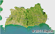 Satellite 3D Map of Rayong, single color outside
