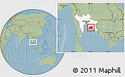 Savanna Style Location Map of Rayong, highlighted parent region, hill shading