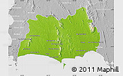 Physical Map of Rayong, lighten, desaturated