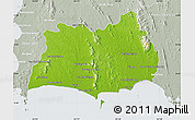 Physical Map of Rayong, lighten, semi-desaturated