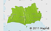 Physical Map of Rayong, single color outside