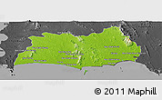 Physical Panoramic Map of Rayong, darken, desaturated