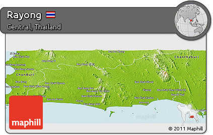 Physical Panoramic Map of Rayong