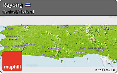Physical Panoramic Map of Rayong