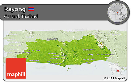 Physical Panoramic Map of Rayong, lighten