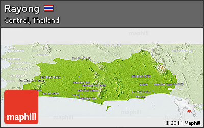 Physical Panoramic Map of Rayong, lighten