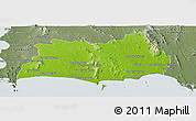 Physical Panoramic Map of Rayong, semi-desaturated