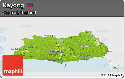 Physical Panoramic Map of Rayong, single color outside