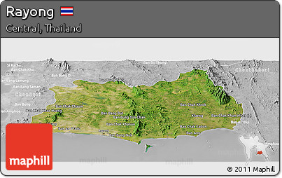 Satellite Panoramic Map of Rayong, lighten, desaturated