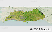 Satellite Panoramic Map of Rayong, lighten