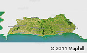 Satellite Panoramic Map of Rayong, single color outside