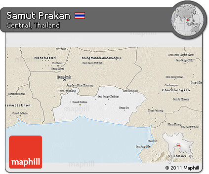 Classic Style 3D Map of Samut Prakan