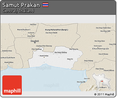 Classic Style 3D Map of Samut Prakan