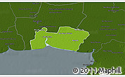 Physical 3D Map of Samut Prakan, darken