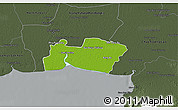 Physical 3D Map of Samut Prakan, darken, semi-desaturated