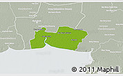 Physical 3D Map of Samut Prakan, lighten, semi-desaturated