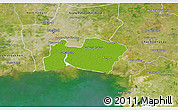 Physical 3D Map of Samut Prakan, satellite outside