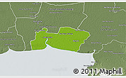 Physical 3D Map of Samut Prakan, semi-desaturated