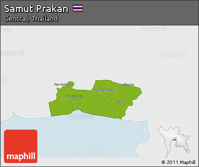 Physical 3D Map of Samut Prakan, single color outside