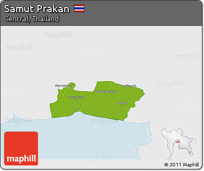 Physical 3D Map of Samut Prakan, single color outside