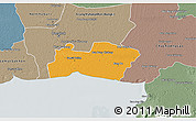 Political 3D Map of Samut Prakan, semi-desaturated