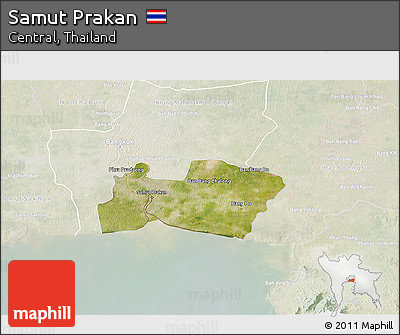 Satellite 3D Map of Samut Prakan, lighten