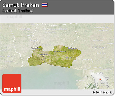 Satellite 3D Map of Samut Prakan, lighten