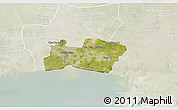 Satellite 3D Map of Samut Prakan, lighten