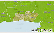 Satellite 3D Map of Samut Prakan, physical outside