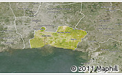 Satellite 3D Map of Samut Prakan, semi-desaturated