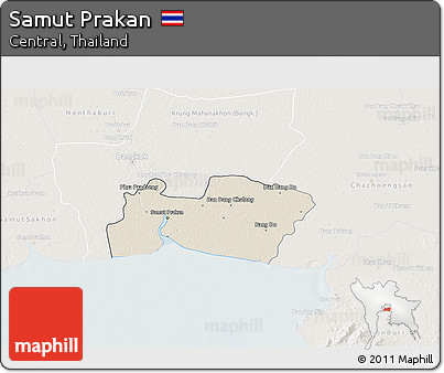 Shaded Relief 3D Map of Samut Prakan, lighten