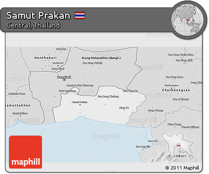 Silver Style 3D Map of Samut Prakan